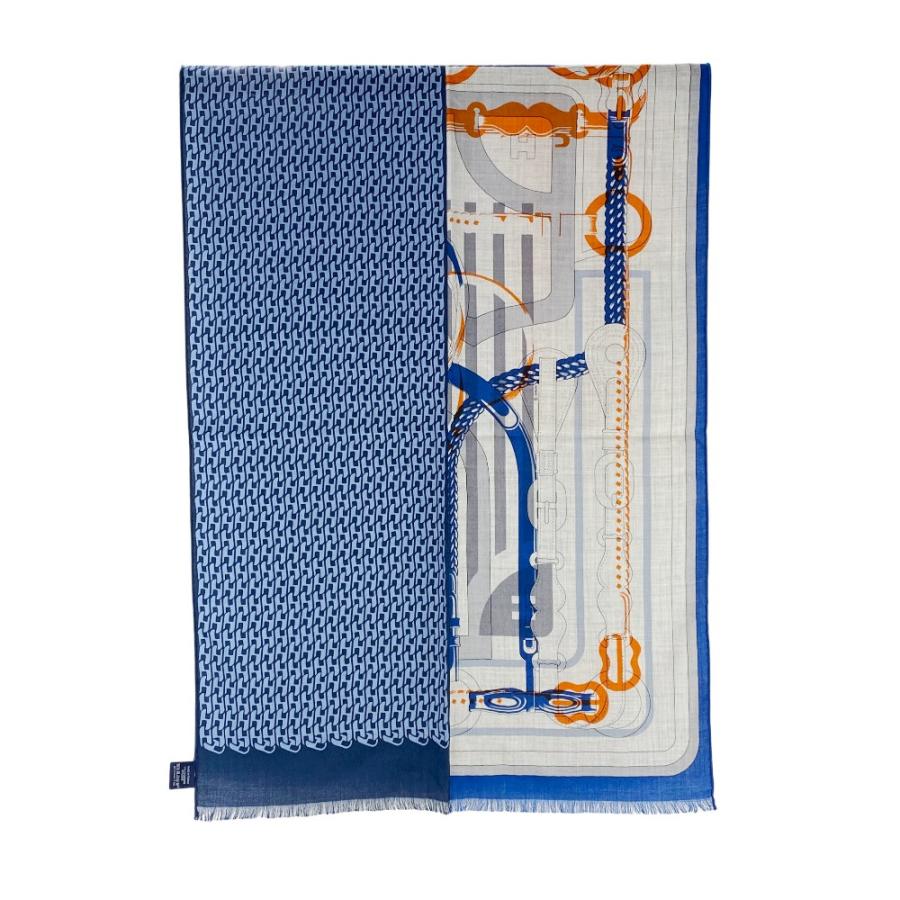 エルメス ■新同■ ストール マフラー ファッション カシミア シルク ブルー オレンジ 【512827】5 |  | 01