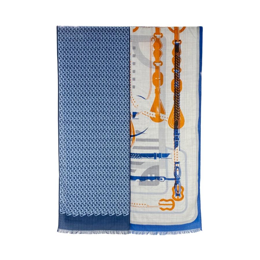 エルメス ■新同■ ストール マフラー ファッション カシミア シルク ブルー オレンジ 【512827】5 |  | 02