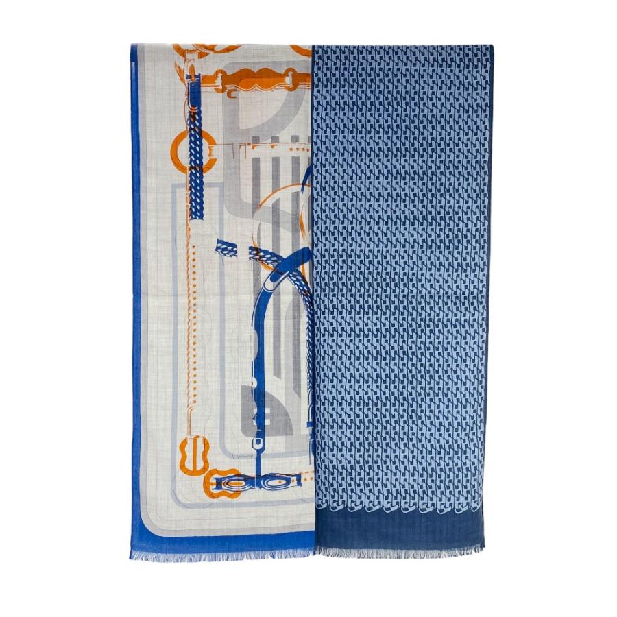 エルメス ■新同■ ストール マフラー ファッション カシミア シルク ブルー オレンジ 【512827】5 |  | 03