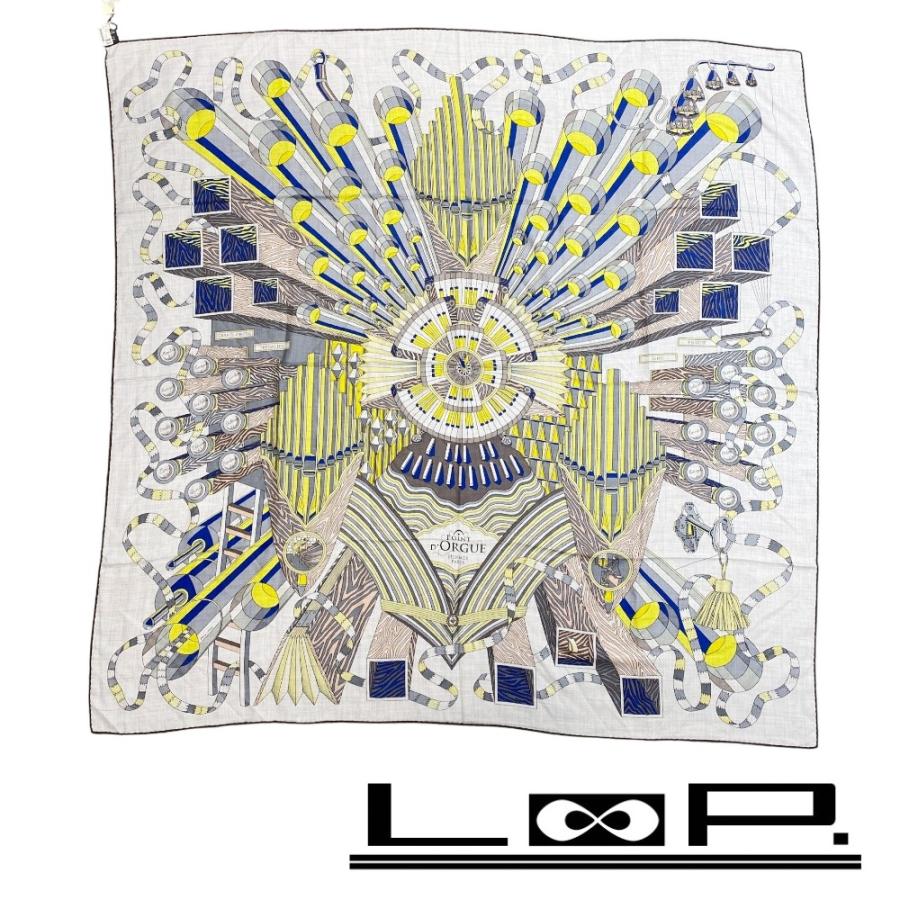 エルメス ■未使用■ カレ140 Point D'orgue フェルマータ ストール スカーフ カシミヤ シルク グレー イエロー 【512834】5 | 