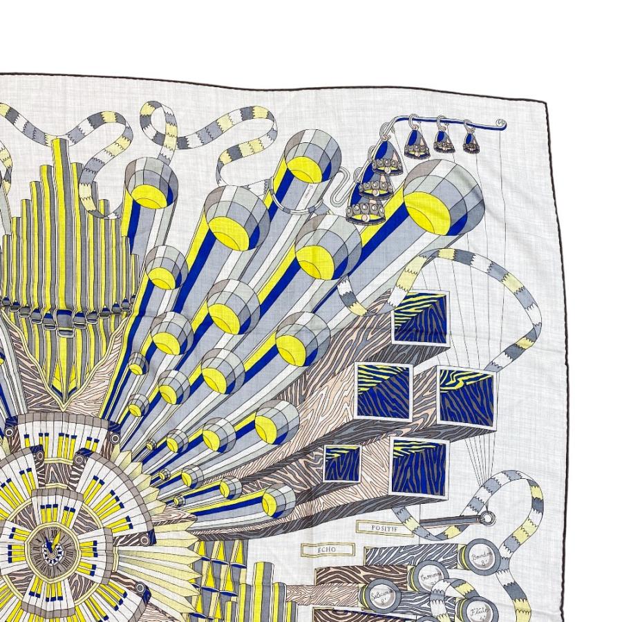 エルメス ■未使用■ カレ140 Point D'orgue フェルマータ ストール スカーフ カシミヤ シルク グレー イエロー 【512834】5 |  | 02