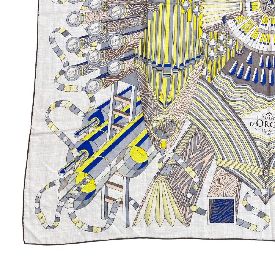 エルメス ■未使用■ カレ140 Point D'orgue フェルマータ ストール スカーフ カシミヤ シルク グレー イエロー 【512834】5 |  | 04