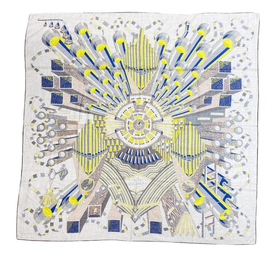 エルメス ■未使用■ カレ140 Point D'orgue フェルマータ ストール スカーフ カシミヤ シルク グレー イエロー 【512834】5 |  | 05