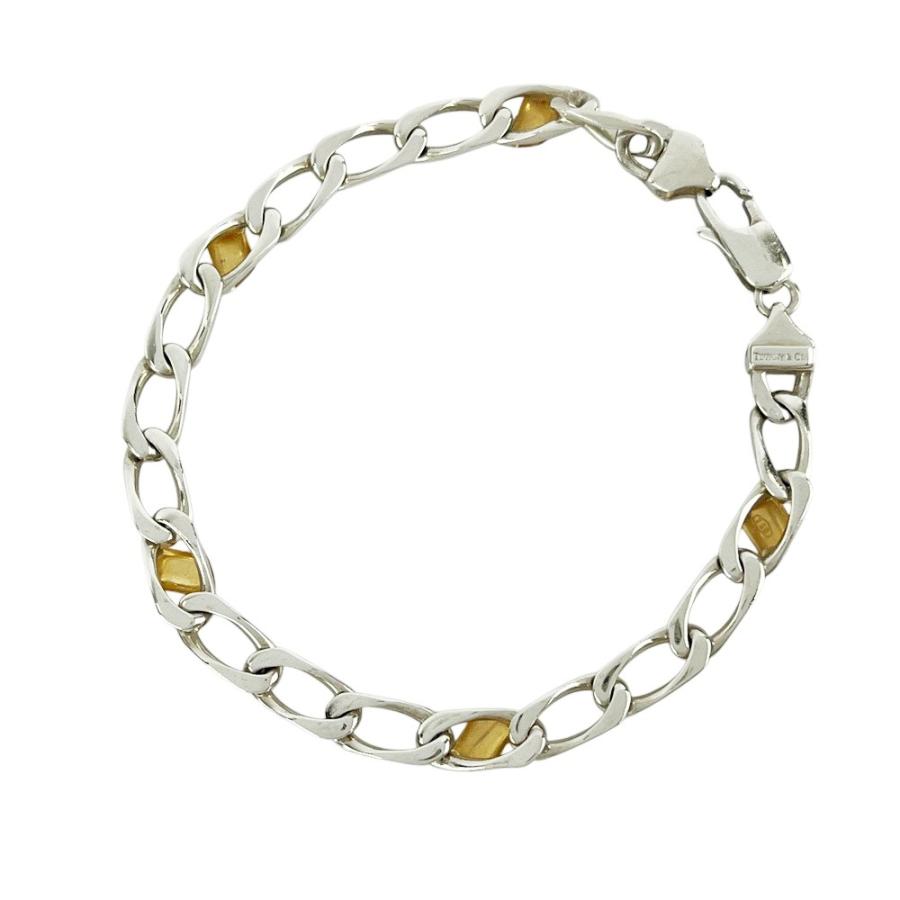 ティファニー ■美品■ フィガロ リンク ブレスレット アクセサリー コンビ シルバー ゴールド SV 925 K18 10.6g 【516214】11 |  | 01