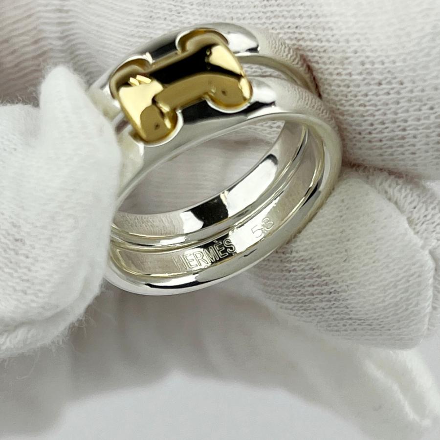 エルメス ■新同■磨き済■ オランプ リング 指輪 アクセサリー シルバー ゴールド SV 925 K18 YG 750 #53 9.0g 【517808】10 |  | 06