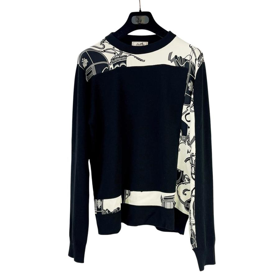 エルメス ■美品■ ソワ デカドレ 長袖 トップス ニット シルク ブラック ホワイト #S 【519260】8 |  | 04