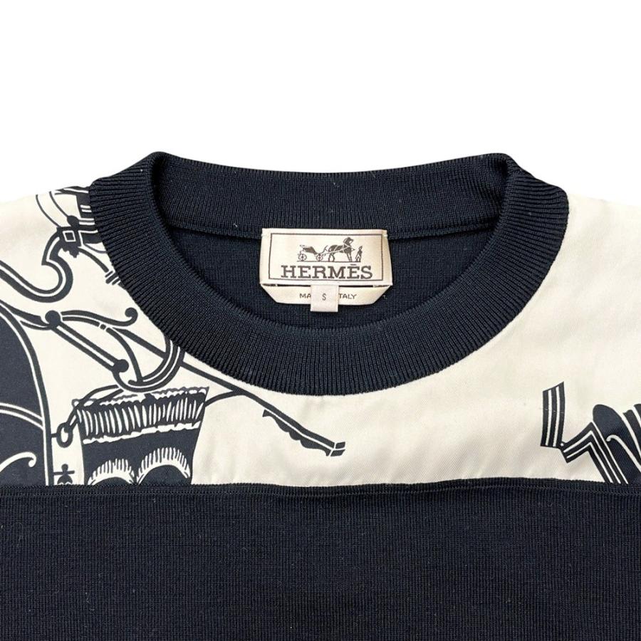 エルメス ■美品■ ソワ デカドレ 長袖 トップス ニット シルク ブラック ホワイト #S 【519260】8 |  | 05