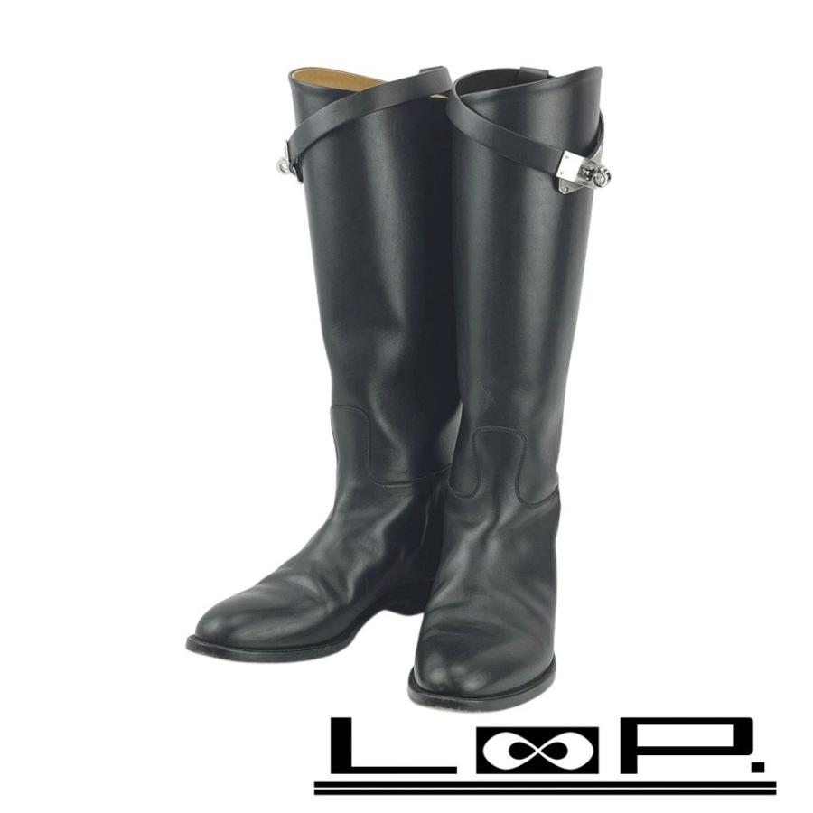 エルメス □中古□ ジャンピング ケリー ロング ブーツ 靴 レザー SS