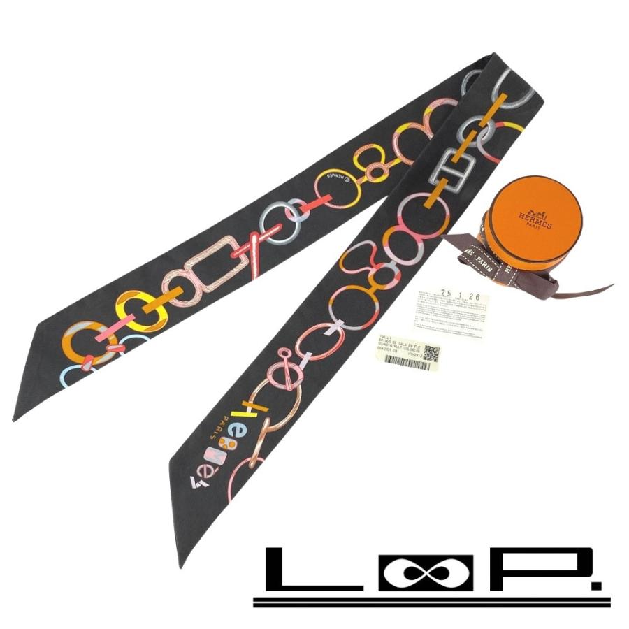 エルメス ■中古■ ドゥ レ ブックル ツイリー スカーフ ファッション シルク ブラック 箱 【519772】11 | 