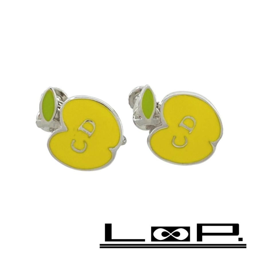ディオール ■美品■ アップルモチーフ イヤリング アクセサリー イエロー シルバー SS 【520341】12 | 
