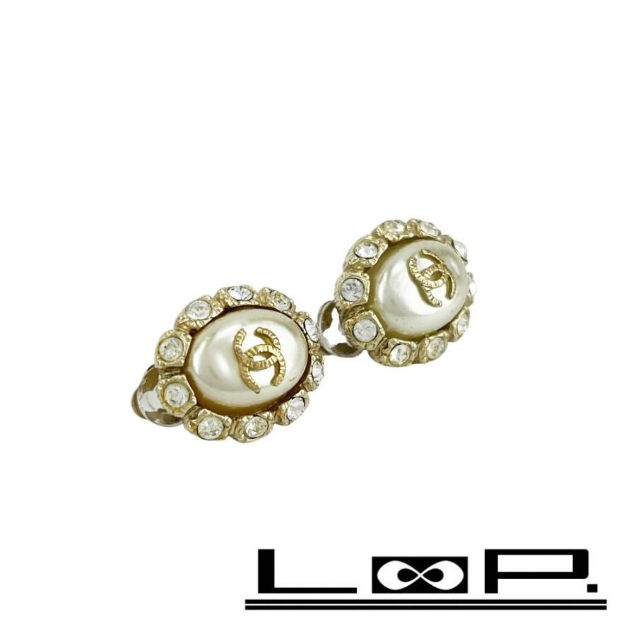 シャネル ■新同■ ココ パール ストーン イヤリング アクセサリー ゴールド GP 08A 【523878】11 | 