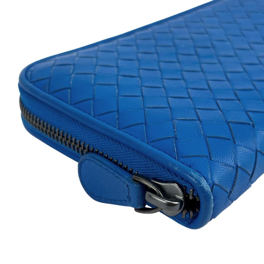 ボッテガヴェネタ ■美品■ イントレチャート ラウンド ウォレット 長財布 札入れ レザー ブルー 【532429】5 ボッテガヴェネタ □美品□ イントレチャート ラウンド ウォレット 長