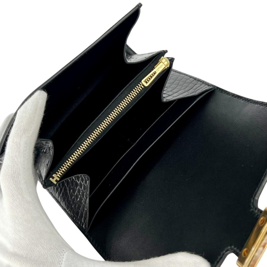 エルメス ■新同■ コンスタンス コンパクト 財布 ウォレット RG金具 アリゲーター ブラック A刻 箱【53416】11 |  | 06