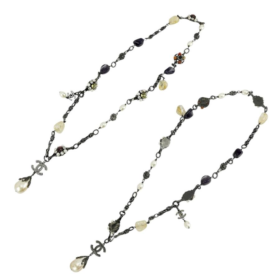 シャネル ■中古■88cm■ ロング ネックレス アクセサリー ココマーク マルチカラー ラインストーン フェイクパール SS 【534980】11 |  | 09