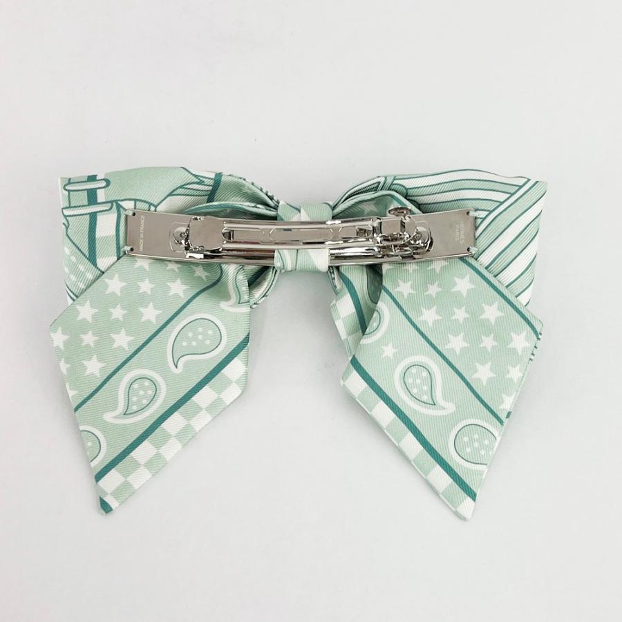 エルメス ■新同■ グルネル PM ジグザグ バレッタ リボン ヘアアクセサリー 髪留め シルク SS ヴェールドー シルバー 【537165】7 |  | 01