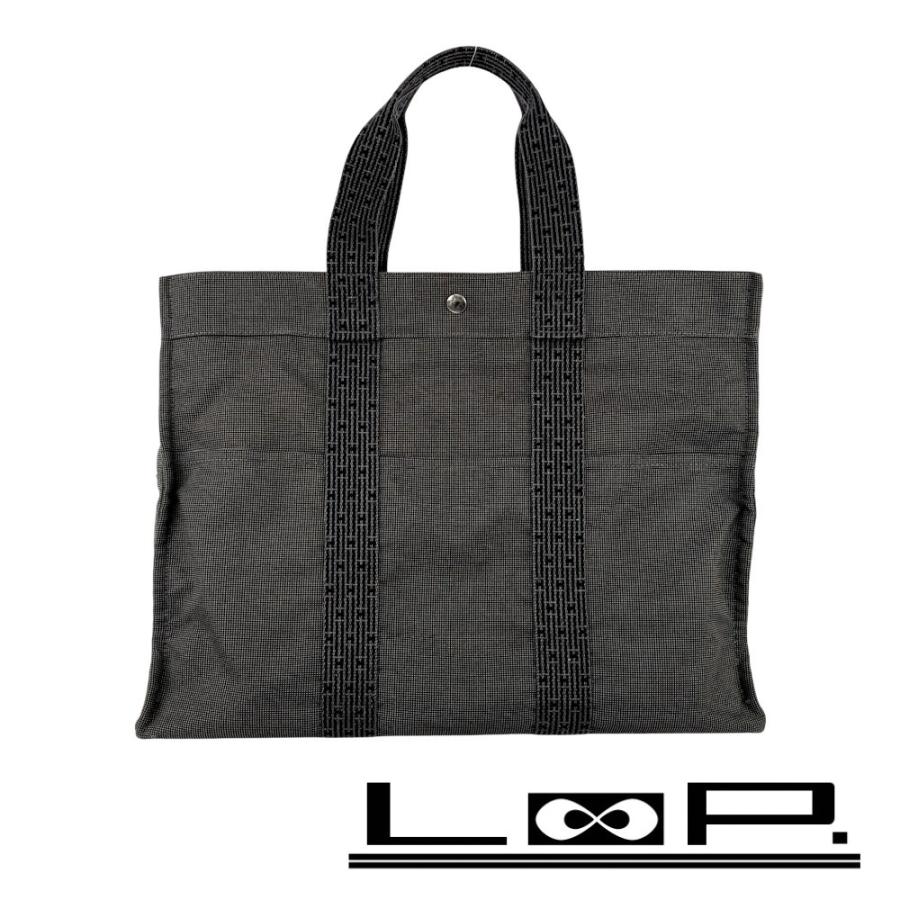 エルメス ■美品■ エールライン トート GM バッグ カバン キャンバス グレー 【537271】10 | 