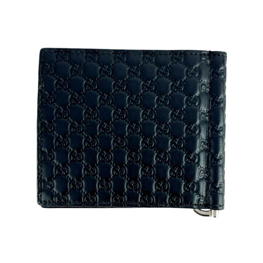 グッチ □新同□ マイクロ シマ マネークリップ 財布 二つ折り レザー