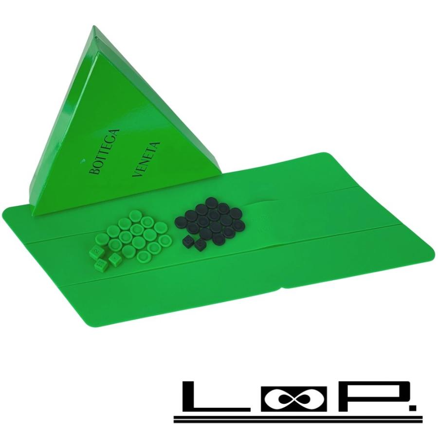 ボッテガヴェネタ ■美品■ バックギャモン ボードゲーム テーブル ホーム パーティー ラバー シリコン グリーン ブラック 箱 【539602】3 | 