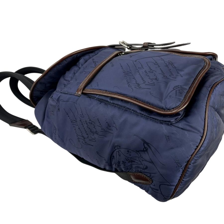 ベルルッティ ■美品■ カリグラフィ リュック バックパック ナイロン レザー ネイビー ブラウン 【545481】10 |  | 02