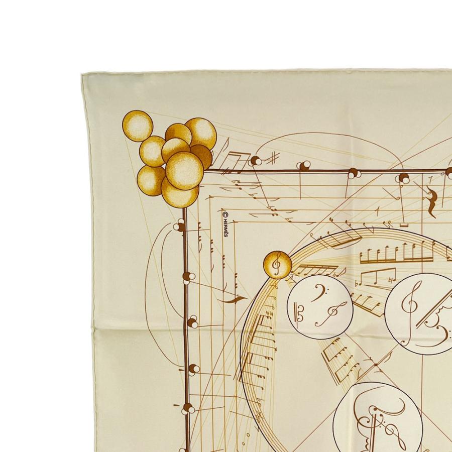 エルメス ■新同■ カレ 90 La Musique des Spheres 音符 楽器 バイオリン ベージュ シルク 箱 【546037】11 |  | 01