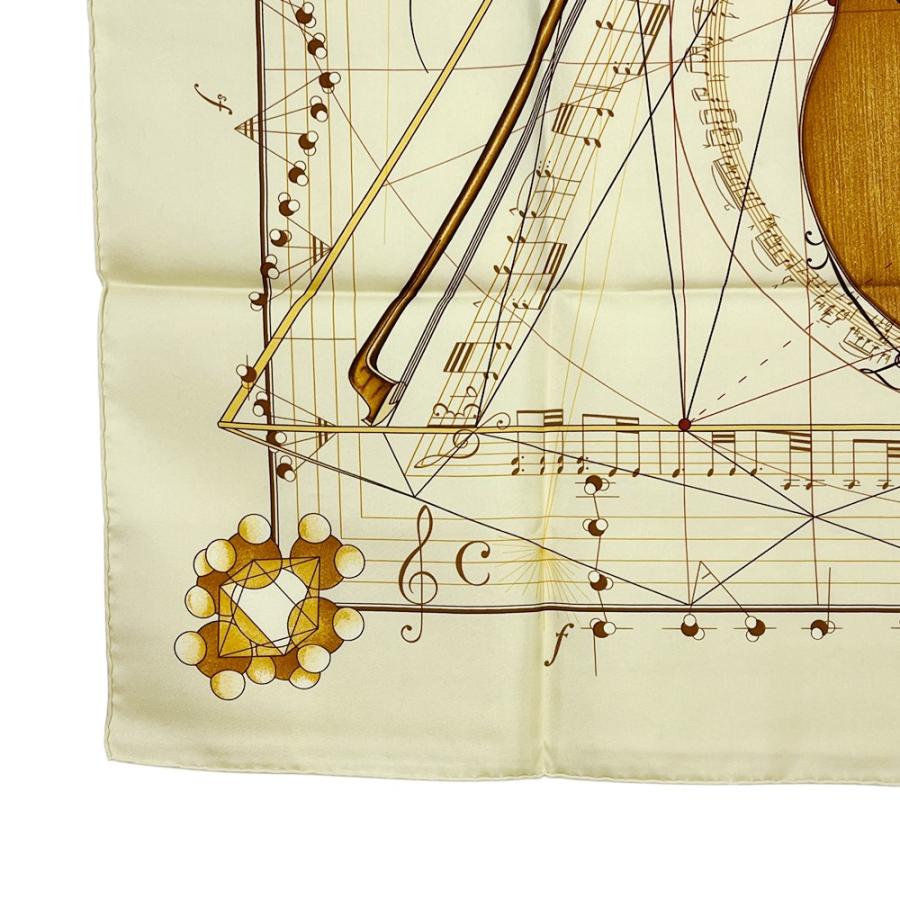 エルメス ■新同■ カレ 90 La Musique des Spheres 音符 楽器 バイオリン ベージュ シルク 箱 【546037】11 |  | 03