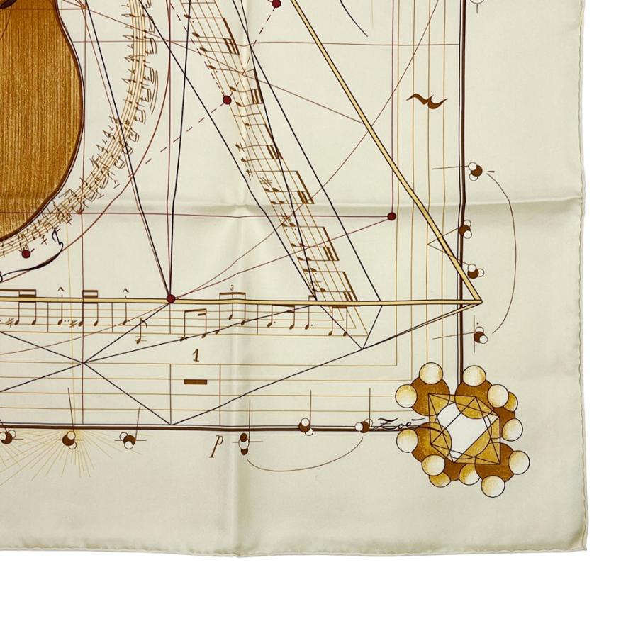 エルメス ■新同■ カレ 90 La Musique des Spheres 音符 楽器 バイオリン ベージュ シルク 箱 【546037】11 |  | 04