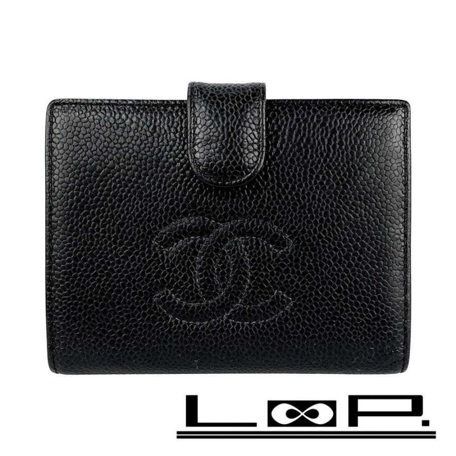 シャネル ■中古■ 二つ折り財布 ウォレット ココマーク キャビアスキン ブラック A13497 箱 【546938】13 | 