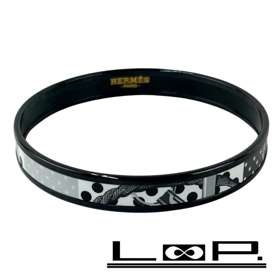 エルメス ■新同■ エマイユ バングル ブレスレット アクセサリー ブラック ホワイト 七宝焼 箱 【549311】8 | 