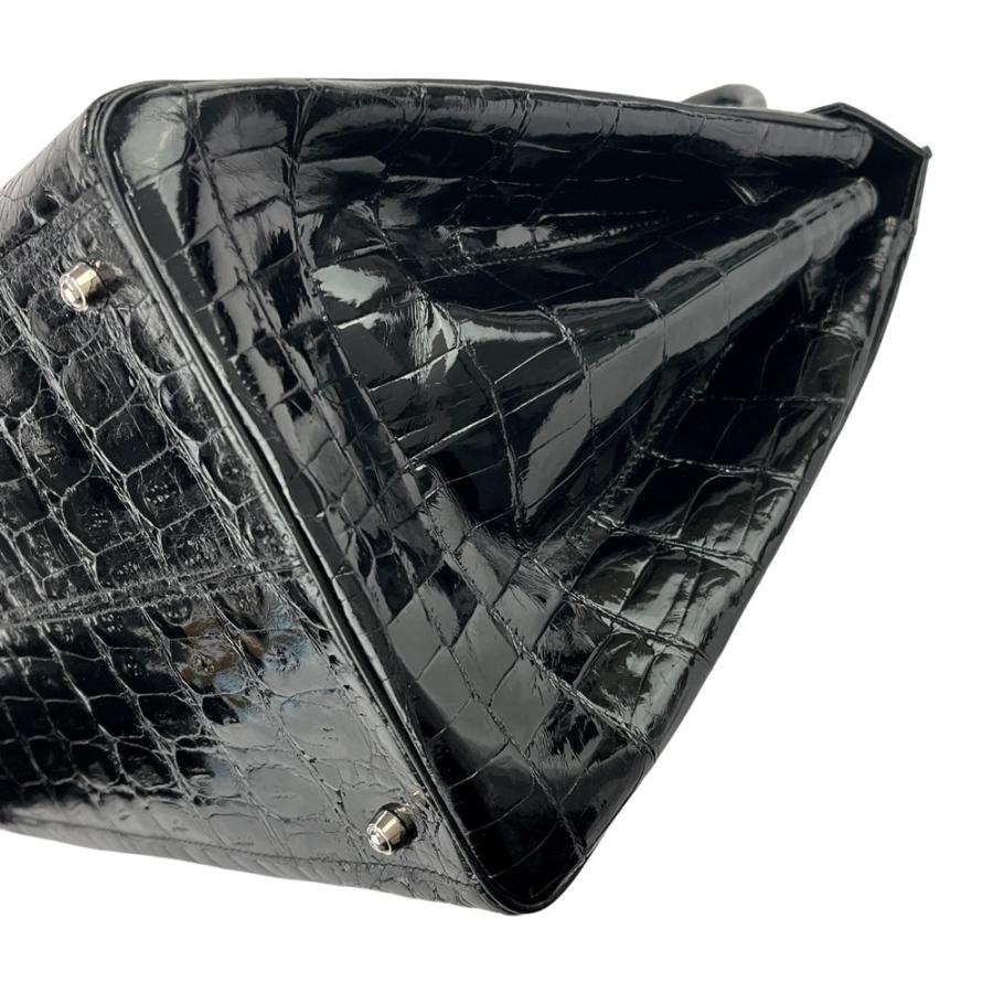 バッグファン ■美品■ ハンド バッグ クロコダイル ブラック シルバー【551178】8 |  | 03