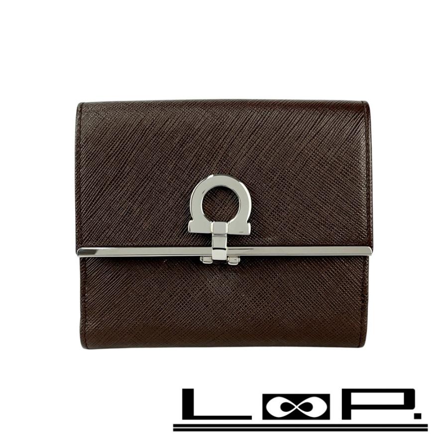 フェラガモ ■未使用■ ガンチーニ 二つ折り 財布 ウォレット レザー ブラウン 箱 【554759】11 | 