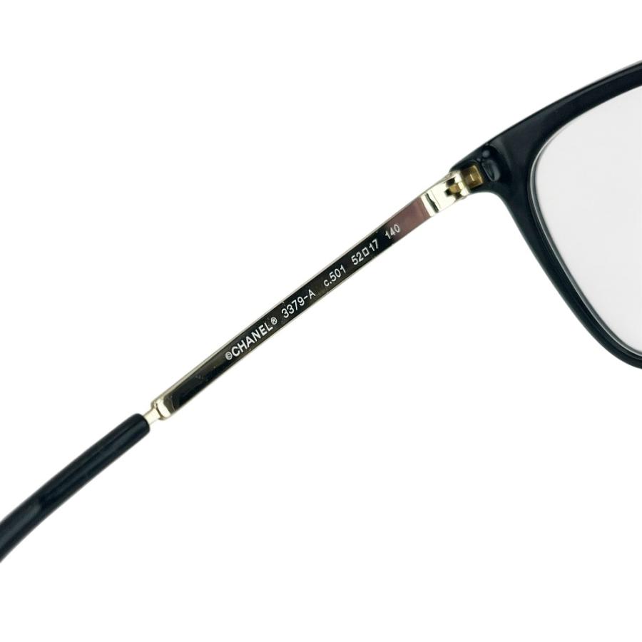 シャネル ■新同■ マトラッセ 眼鏡 度入り 黒縁 メタル ブラック ゴールド 3379-A c.501 52□17 140 箱 【555404】11 シャネル □新同□ マトラッセ 眼鏡 度入り 黒縁 メタル ブラック