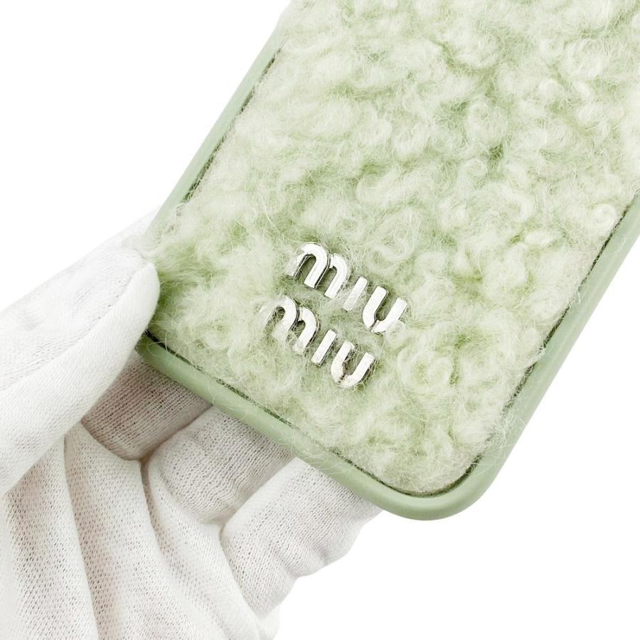 ミュウミュウ ■未使用■ スマホ iPhone 14Pro ケース シープ ファー 羊毛 グリーン 5ZH163 箱 【555695】1 |  | 08