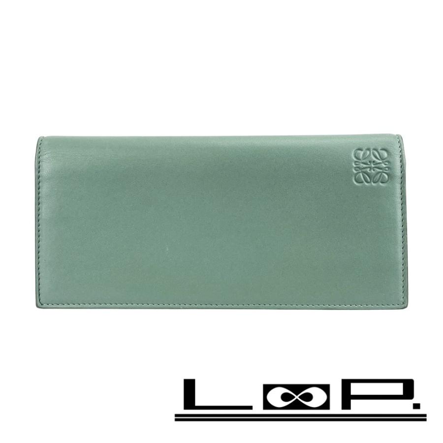 ロエベ ■美品■ 二つ折り 財布 長財布 札入れ 小銭入れ レザー ライトブルー ネイビー 【556647】11 | 
