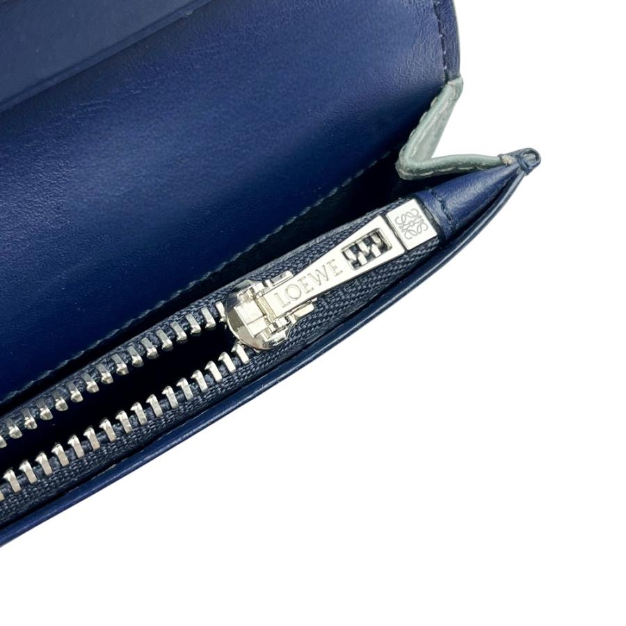ロエベ ■美品■ 二つ折り 財布 長財布 札入れ 小銭入れ レザー ライトブルー ネイビー 【556647】11 |  | 08