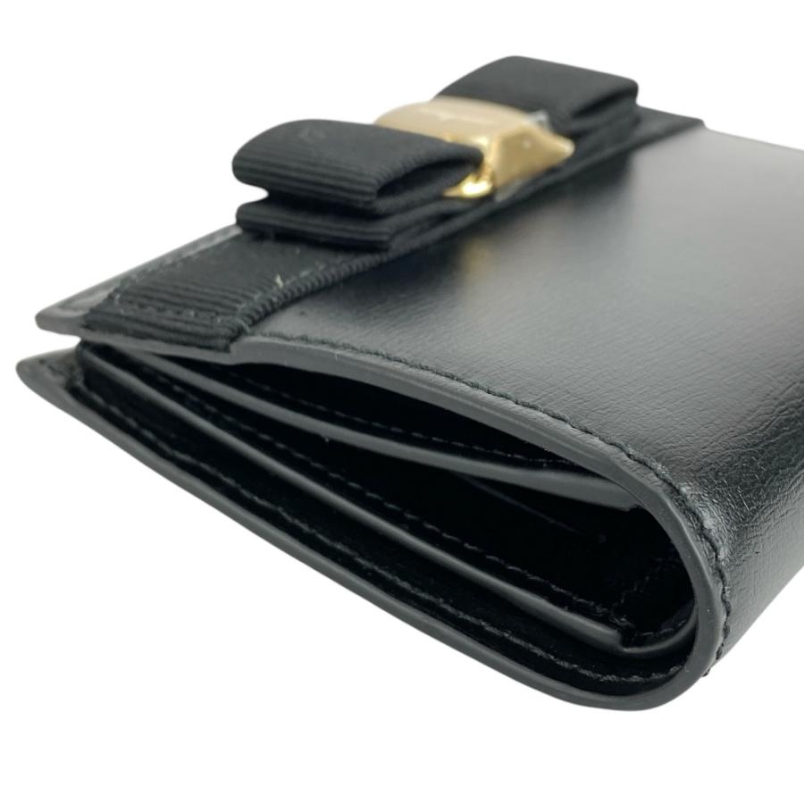 フェラガモ ■未使用■ ヴァラ リボン 二つ折り ウォレット 財布 サイフ レザー ブラック 22E009 箱 【557910】5 |  | 02