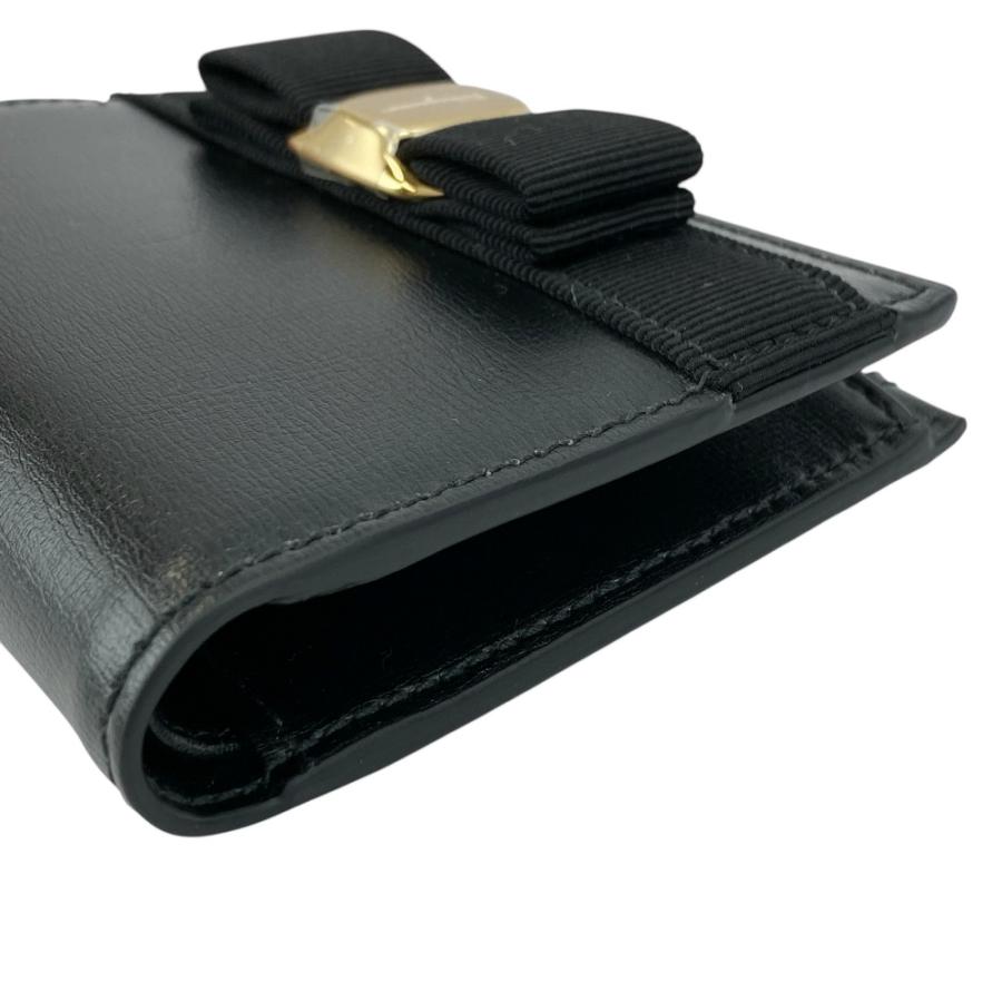 フェラガモ ■未使用■ ヴァラ リボン 二つ折り ウォレット 財布 サイフ レザー ブラック 22E009 箱 【557910】5 |  | 03