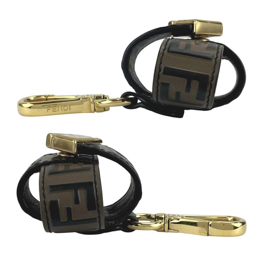 フェンディ ■美品■ FF ダイヤモンド イヤホンケース レザー GP ブラウン ゴールド 7AS228 【558603】10 フェンディ □美品□ FF ダイヤモンド イヤホンケース レザー GP