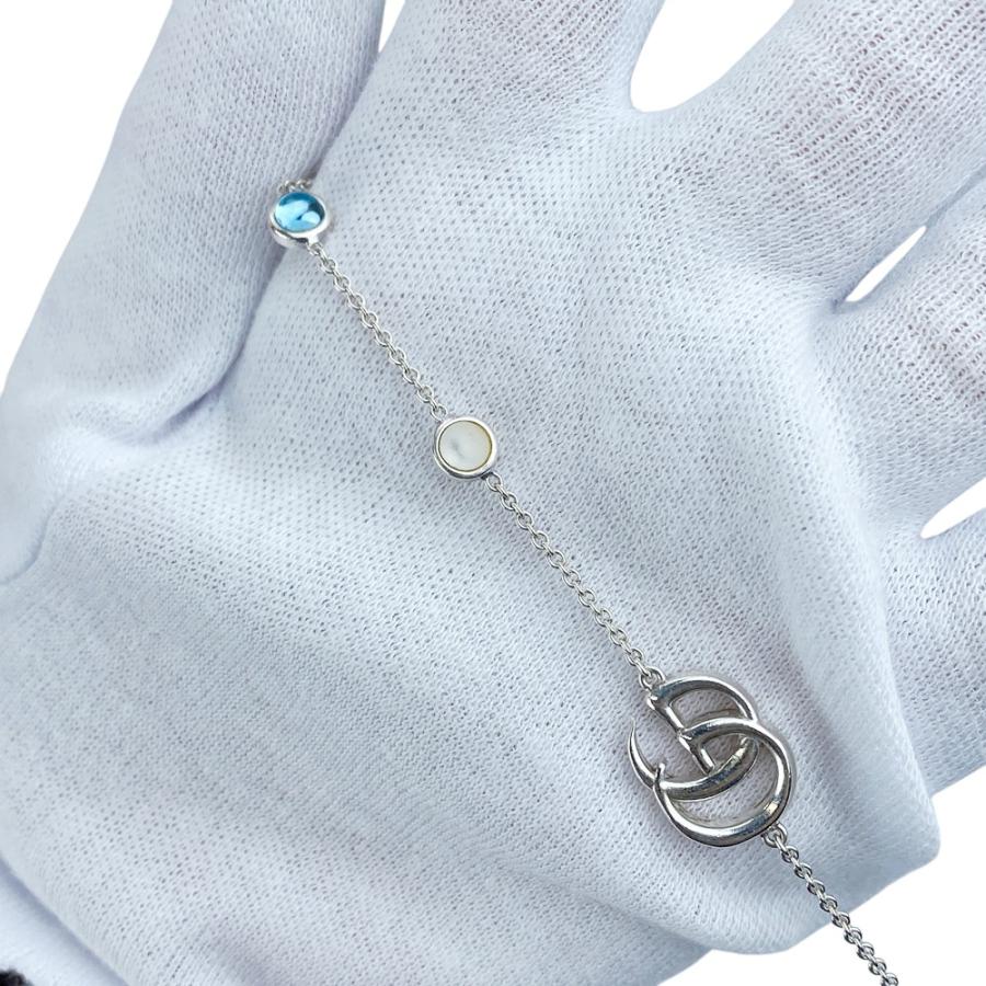 グッチ ■美品■ ダブルG マザーオブパール フラワー 花 ブレスレット  アクセサリー ブルー シルバー SV925 #16 【560842】11 |  | 07