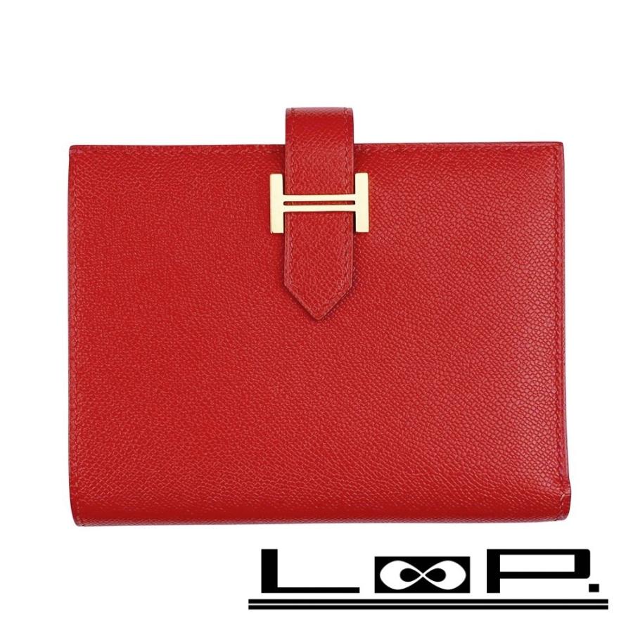 エルメス ■新同■ ベアン コンパクト ウォレット 二つ折り財布 マダム レッド K刻 箱 【566790】13 | 