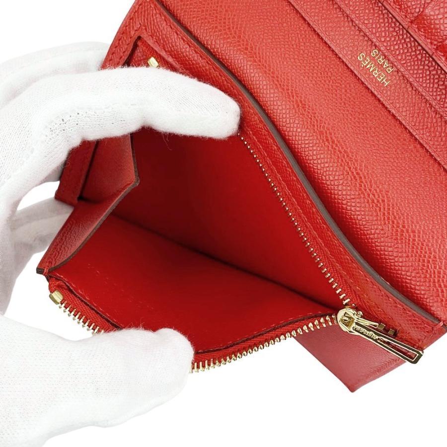 エルメス ■新同■ ベアン コンパクト ウォレット 二つ折り財布 マダム レッド K刻 箱 【566790】13 |  | 06