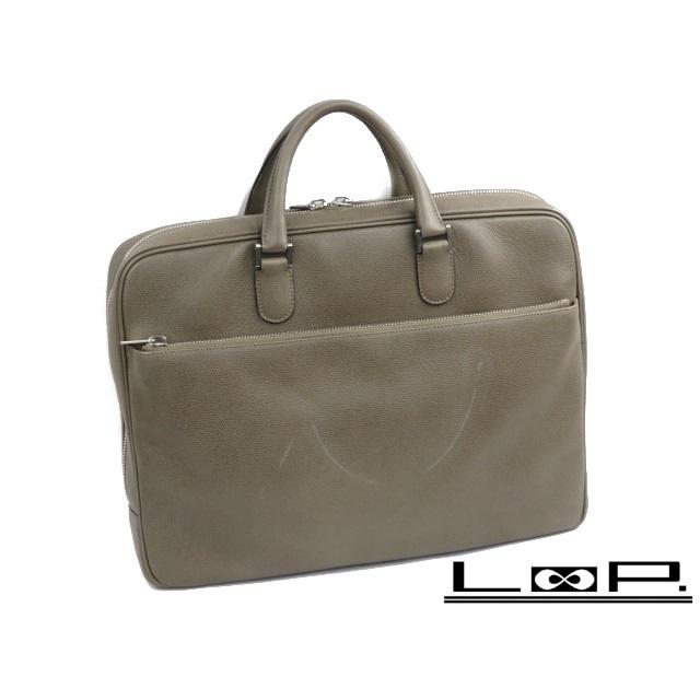 ■中古■　ヴァレクストラ ブリーフ ビジネス バッグ かばん グレー カーフ レザー V0045 【56765】 △限定値下げ▽ □中古□ ヴァレクストラ ブリーフ ビジネス バッグ
