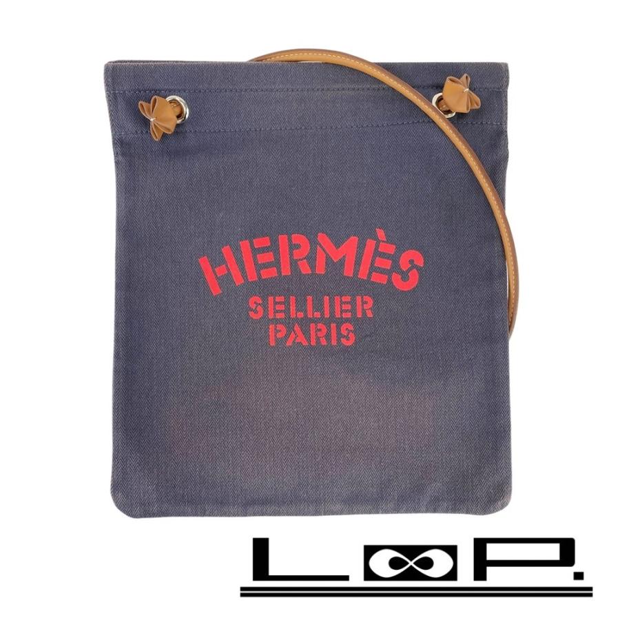 エルメス ■中古■ アリーヌMM ショルダー バッグ トワルシェブロン レザー ネイビー U刻【568237】8 | 