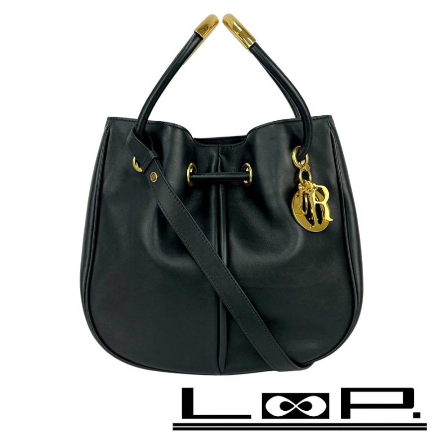 ディオール ■美品■ ノリータ ミディアム ハンド ショルダー バッグ 2WAY GP レザー ブラック ゴールド 【568589】3 | 