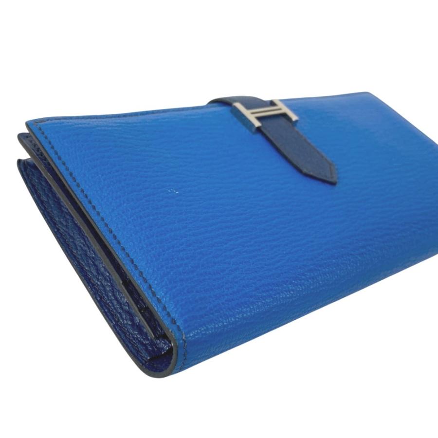 エルメス ■美品■ ベアンスフレ 長財布 二つ折り ウォレット シェーブル ミコノス ブルー □P刻 箱 【572227】5 |  | 02