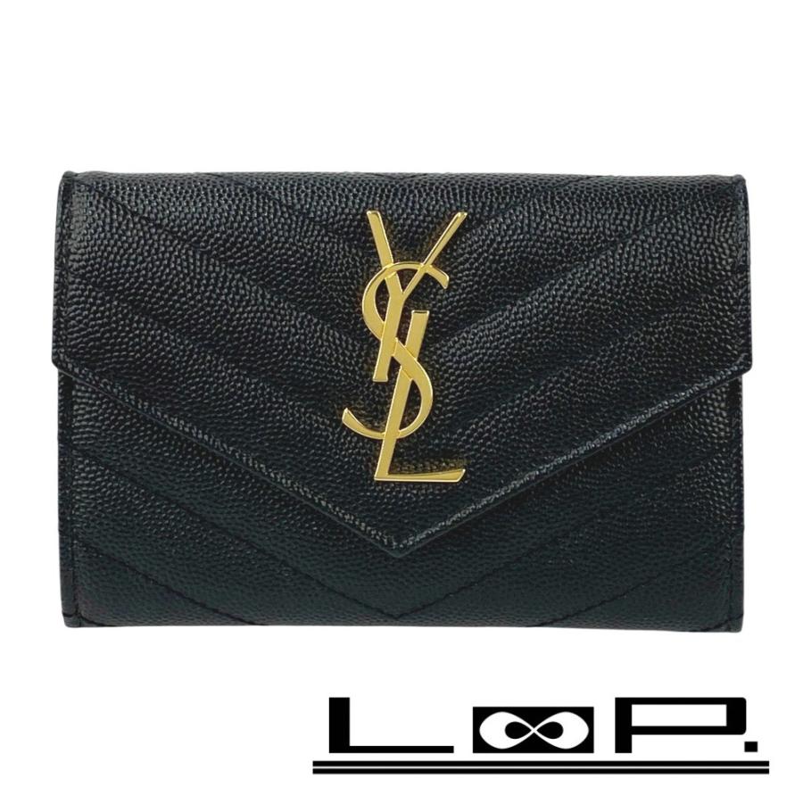 サンローラン ■新同■ スモール エンべロール ウォレット 財布 レザー ブラック 414404 BOW01 1000 【572746】8 | 