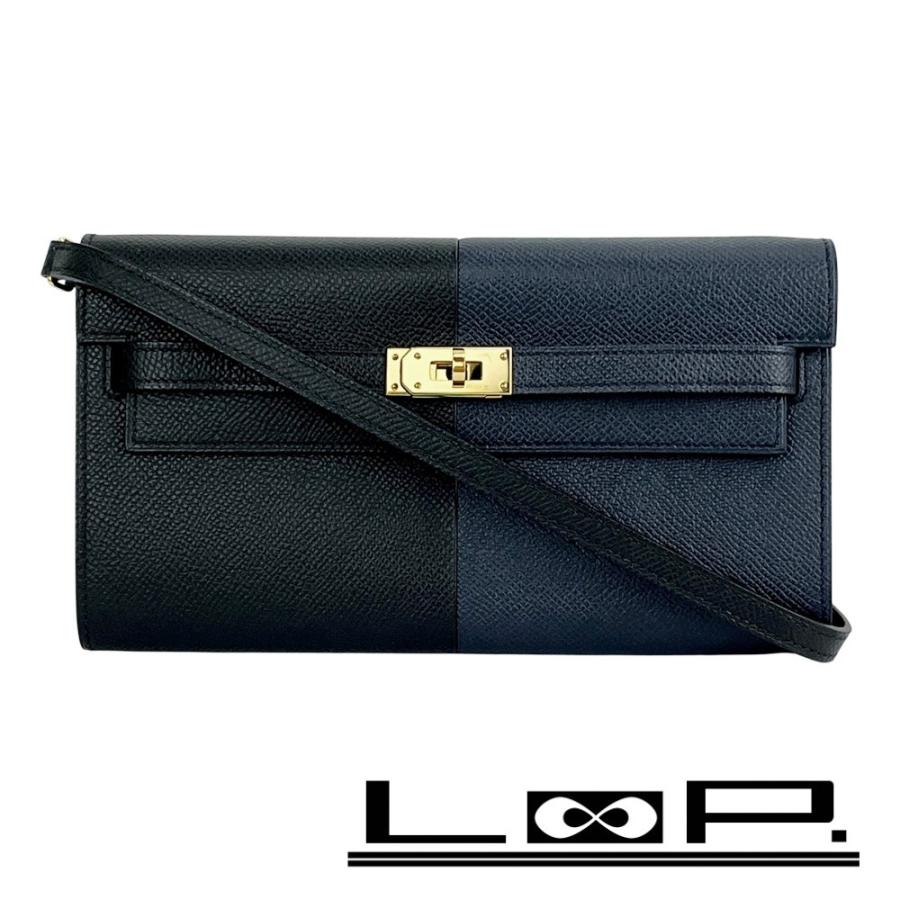 エルメス ■新同■ ケリートゥーゴー 長財布 ウォレット ストラップ付き ショルダーバッグ エプソン ブラック ネイビー Z刻【574061】13 | 