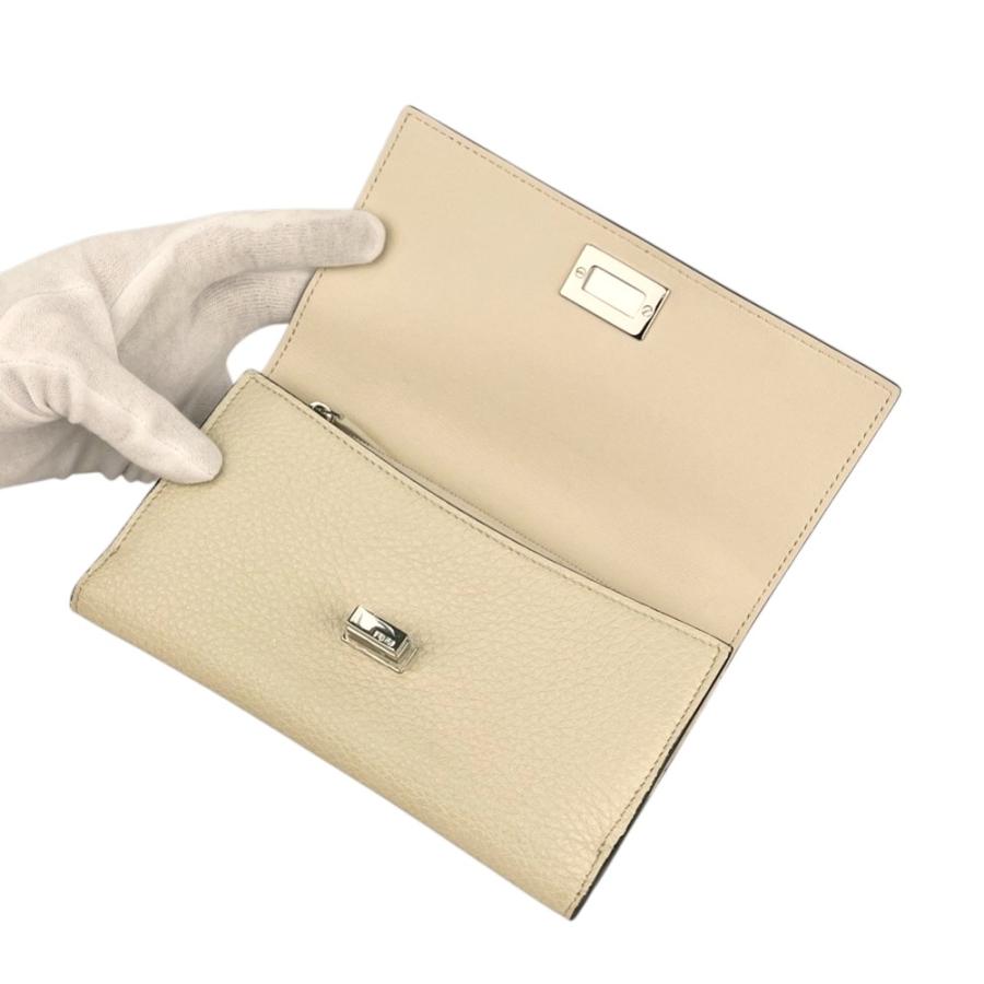 フェンディ □中古□ ピーカブー 長財布 ウォレット レザー ベージュ
