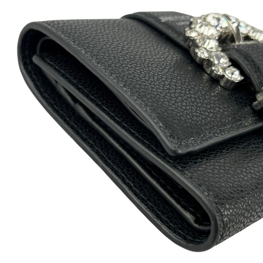 ジミーチュウ ■未使用■ 三つ折り財布 コンパクト ビジュー PVC ブラック 【578373】8 |  | 02