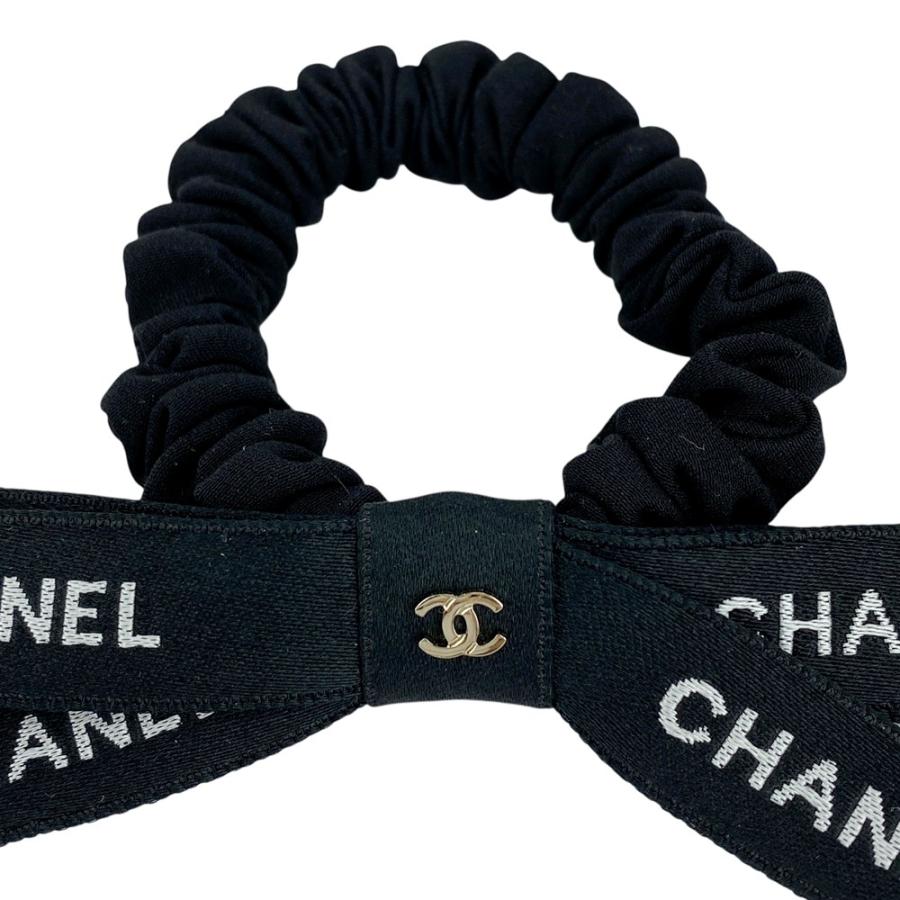 シャネル ■美品■  リボンシュシュ ヘアゴム ヘアアクセサリー ロゴ ココマーク シルク ブラック ゴールド 24B 箱 【579486】7 |  | 03
