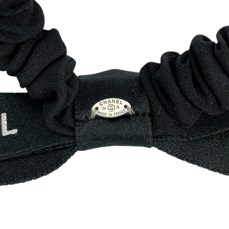 シャネル ■美品■  リボンシュシュ ヘアゴム ヘアアクセサリー ロゴ ココマーク シルク ブラック ゴールド 24B 箱 【579486】7 |  | 04